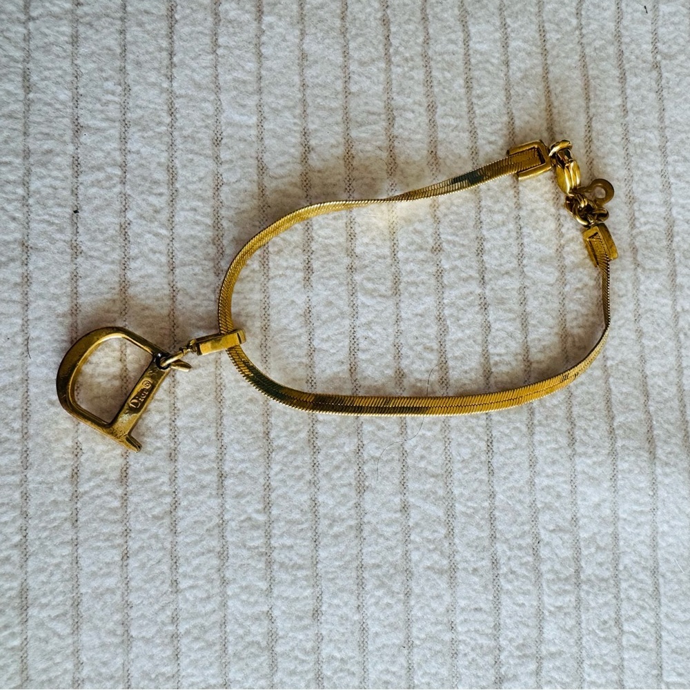 Christian Dior Gold Bracelet with D Pendant Charm